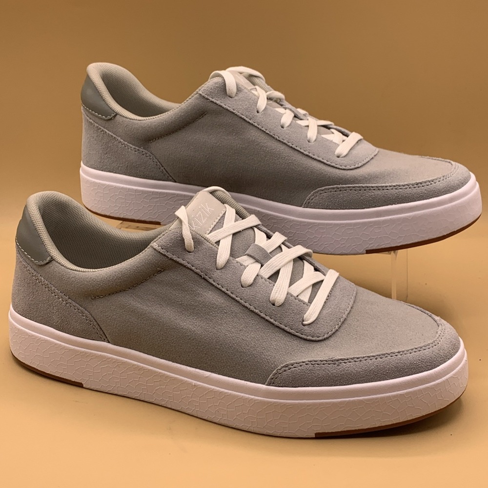 Kizik Prague Slip On Shoes Gray Canvas Hands Free Mens Size 11 WIDE